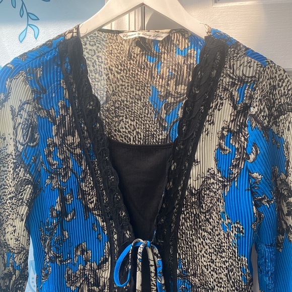 Vintage Signature by Larry Levine Pleated Patterned Floral Blouse Women's Size S - Picture 2 of 11